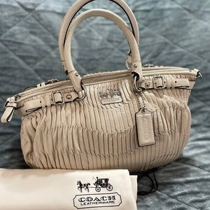 Coach Madison Gathered Leather Sophia Satchel parchment color.